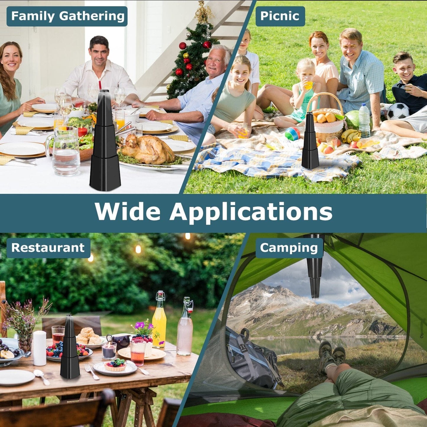 Vivolux | 4-Teilig: Fliegenabwehr Ventilator Tisch Batteriebetriebene Insektenabwehr