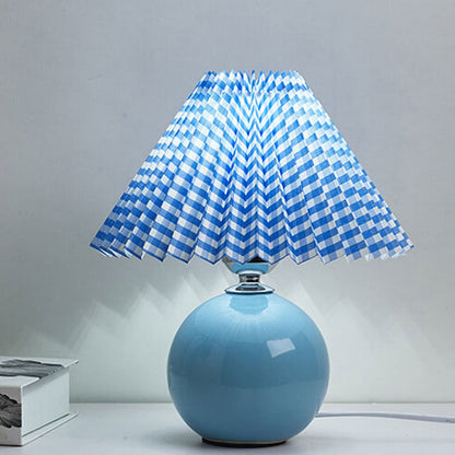 Vivolux | Nordische minimalistische 1-flammige Tischlampe aus Keramik mit Plissee