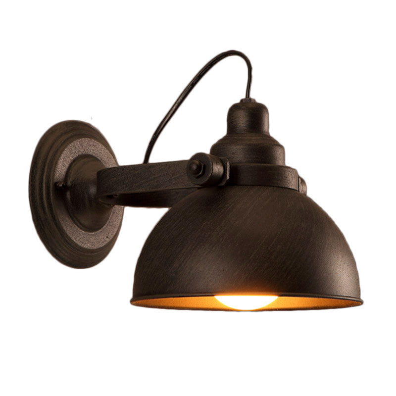 Vivolux | 1 Glühbirne Kuppel Wandlampe Licht Antik Stil Schwarz/Rost Schmiedeeisen Wandmontage Licht für Flur