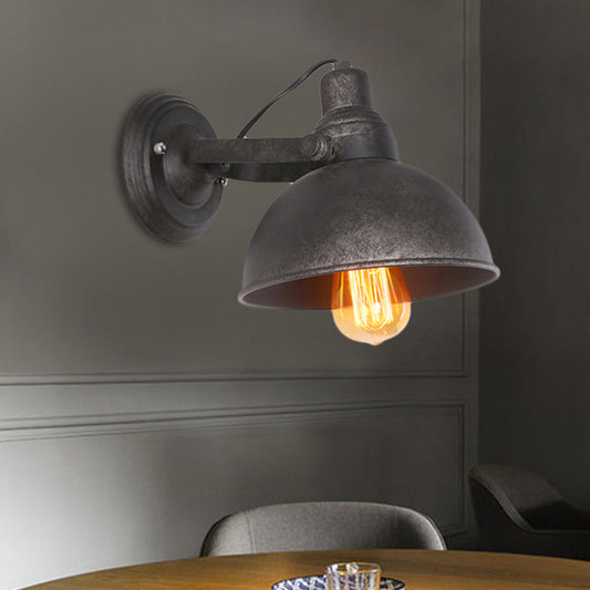 Vivolux | 1 Glühbirne Kuppel Wandlampe Licht Antik Stil Schwarz/Rost Schmiedeeisen Wandmontage Licht für Flur