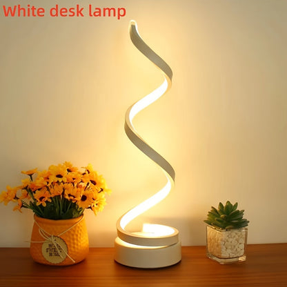 Vivolux | Moderne Spiral Tischlampe – Kreative LED Schreibtischlampe mit sanftem warmem Licht, perfekt für Schlafzimmer, Wohnzimmer und Studien Dekor