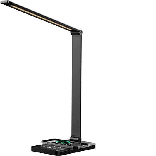 Vivolux | LED-Schreibtischlampe mit USB-Ladeanschluss, dimmbare augenfreundliche Leselampe für zu Hause, mit 5 Helligkeitsstufen & 3 Lichtmodi, Touch-Steuerung, Auto-Timer (Schwarz)