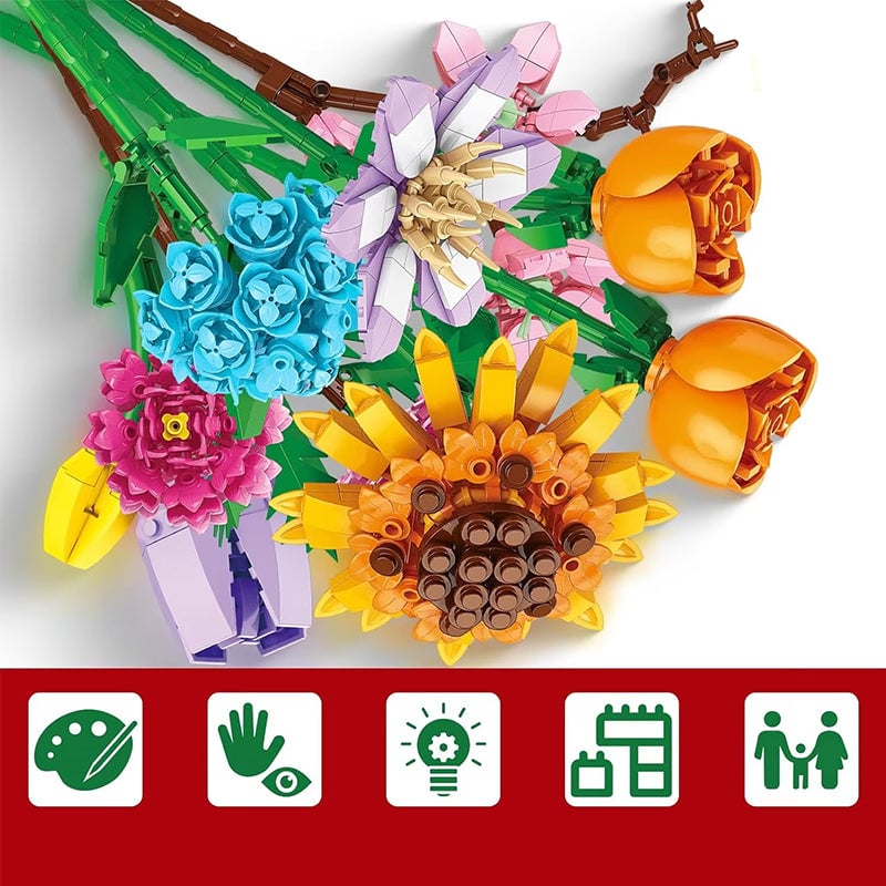 Vivolux | Blumenstrauß Bauklötze Weihnachts Adventskalender Set - Weihnachtsgeschenk
