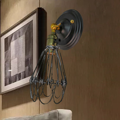 Vivolux | Gegoten ijzeren draadbescherming wandverlichting boerderij stijl 1 bol restaurant draaibare scone lamp in zwart/bronze