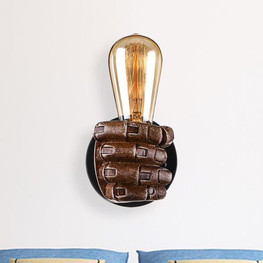 Vivolux | 1 Kopf Wandlampe mit Rechts/Links Hand Schirm Holz Industriellen Stil Wohnzimmer Wandleuchte in Braun