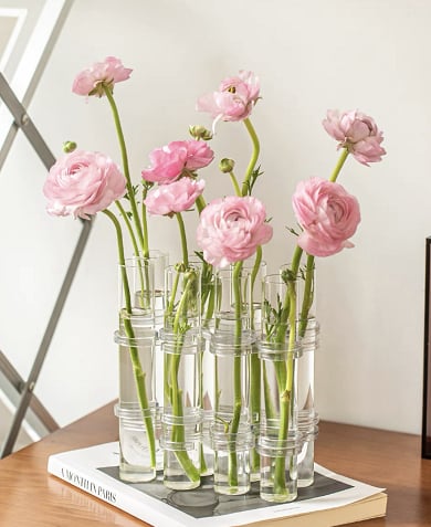 Vivolux | Flexibler Blumenvasen mit Scharnieren | Moderne Glasrohrvase