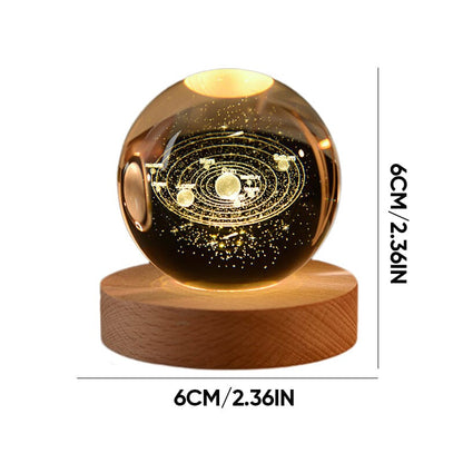 Nachtlicht Mit Kristallkugel Und Holzsockel