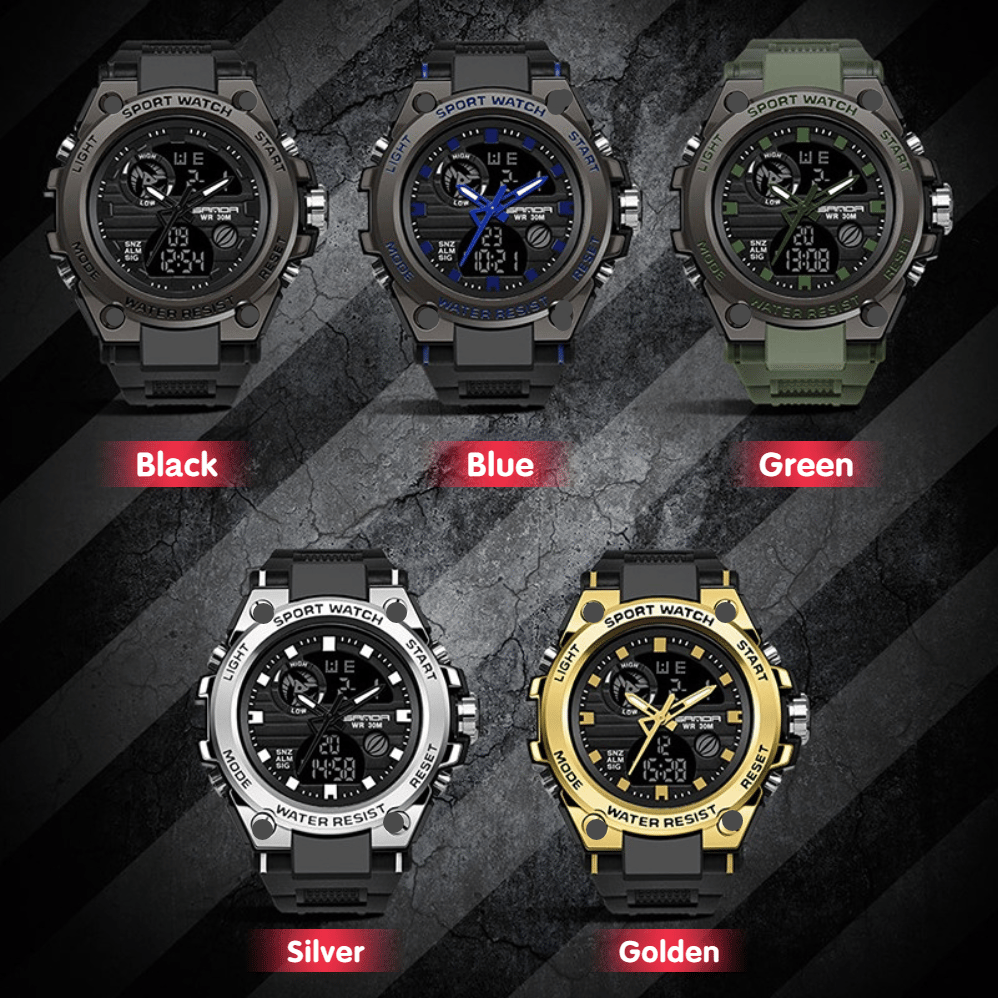 Vivolux | Sportliche Dual-Display Mode Multifunktionale wasserdichte leuchtende Herrenarmbanduhr