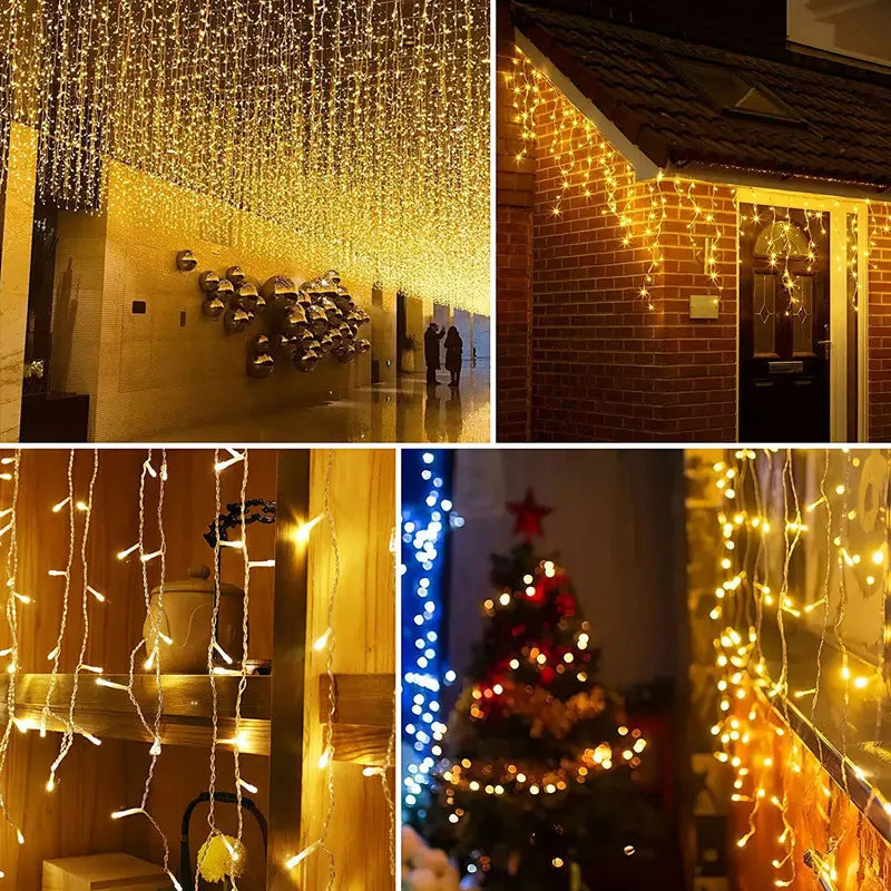 Vivolux | Quntis 10m 300 LED Solar Lichterkette – IP44 Wasserdicht Outdoor Garten & Patio Weihnachtswasserfall Eiszapfenlichter für Feiertags- & Festdeko