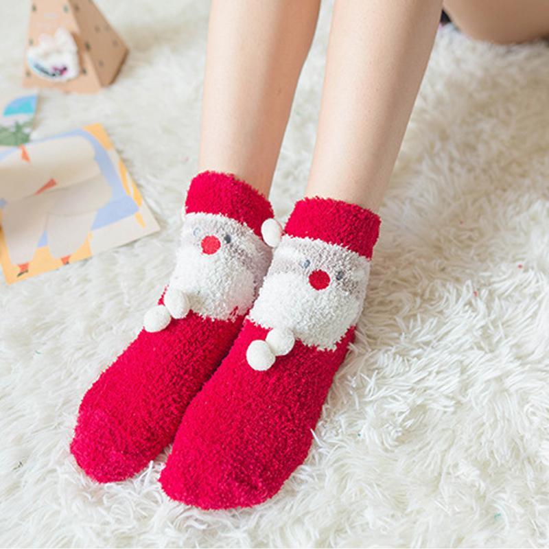 Vivolux | 4 Paar Weihnachts-Themen Korall-Fleece weiche warme Socken