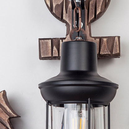 Vivolux | Vintage Anker LED Wandleuchte - Industrie Metall & Holz für Esszimmer/Wohnzimmer