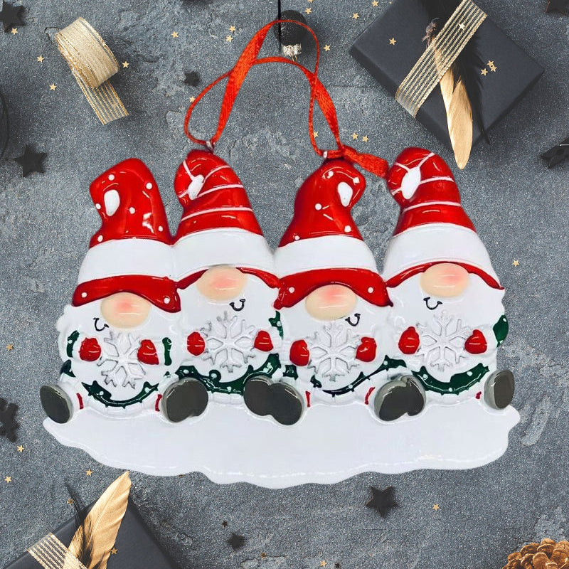 Vivolux | 4 Namen-Anpassbare Familien-Weihnachts Weihnachtsbaumdekoration Ornament mit Namen-Zwerge Familie