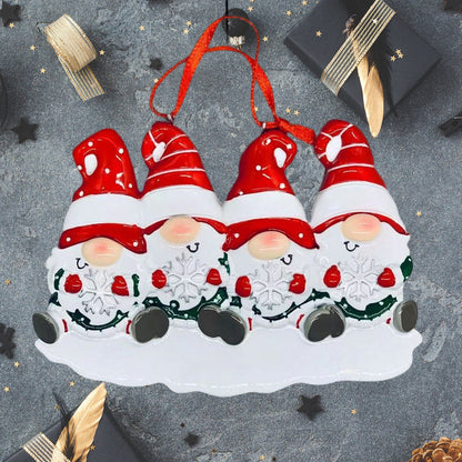 Vivolux | 4 Namen-Anpassbare Familien-Weihnachts Weihnachtsbaumdekoration Ornament mit Namen-Zwerge Familie