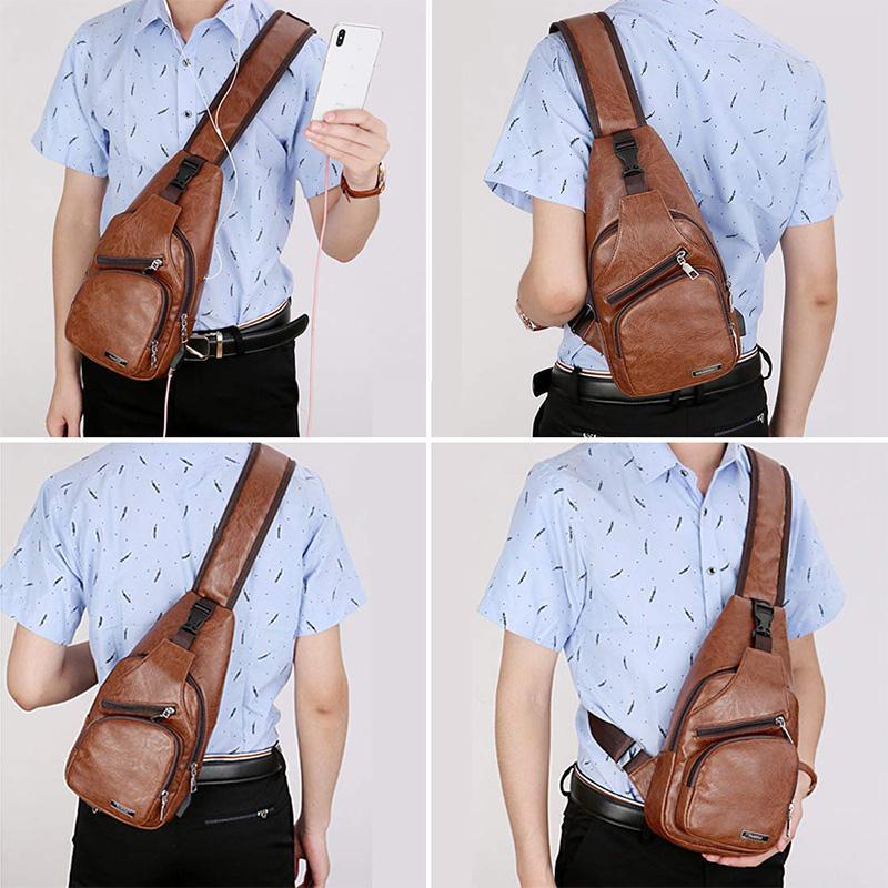 Vivolux | Schultertasche Crossbodytasche für Herren mit USB-Ladeanschluss