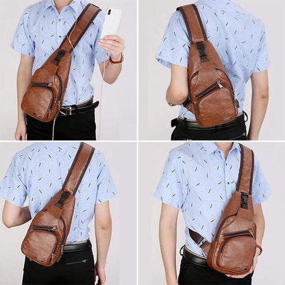Vivolux | Schultertasche Crossbodytasche für Herren mit USB-Ladeanschluss