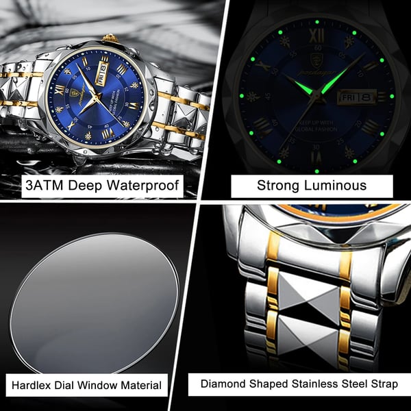 Vivolux | Wasserdichte Luxus-Herrenarmbanduhr der Top-Marke mit Leuchtfunktion