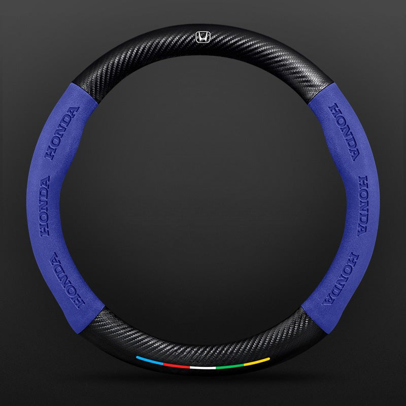 Anti-Rutsch 3D Prägung Kohlefaser Leder Auto Lenkradbezug Universelle Passform