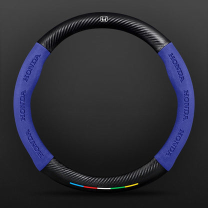 Anti-Rutsch 3D Prägung Kohlefaser Leder Auto Lenkradbezug Universelle Passform