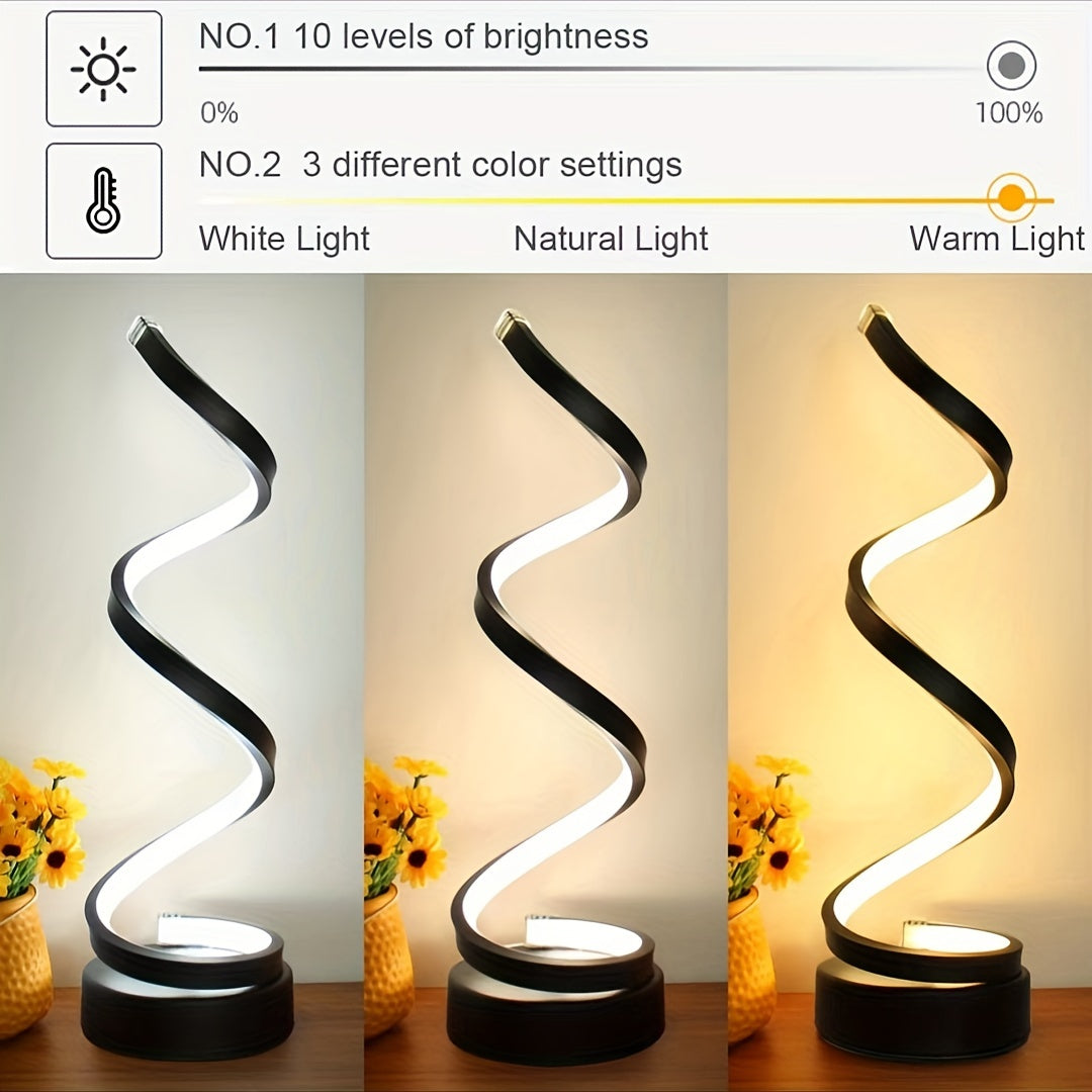 Vivolux | Moderne Spiral Tischlampe – Kreative LED Schreibtischlampe mit sanftem warmem Licht, perfekt für Schlafzimmer, Wohnzimmer und Studien Dekor