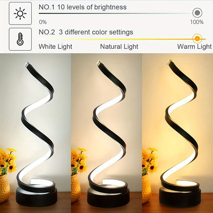 Vivolux | Moderne Spiral Tischlampe – Kreative LED Schreibtischlampe mit sanftem warmem Licht, perfekt für Schlafzimmer, Wohnzimmer und Studien Dekor