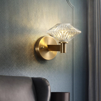 Vivolux | 6"/9" W Goud Diamant Wandmontage Verlichtingsarmatuur Vintage Helder Prismatic Glas 1 Hoofd Woonkamer Wandlamp Verlichting