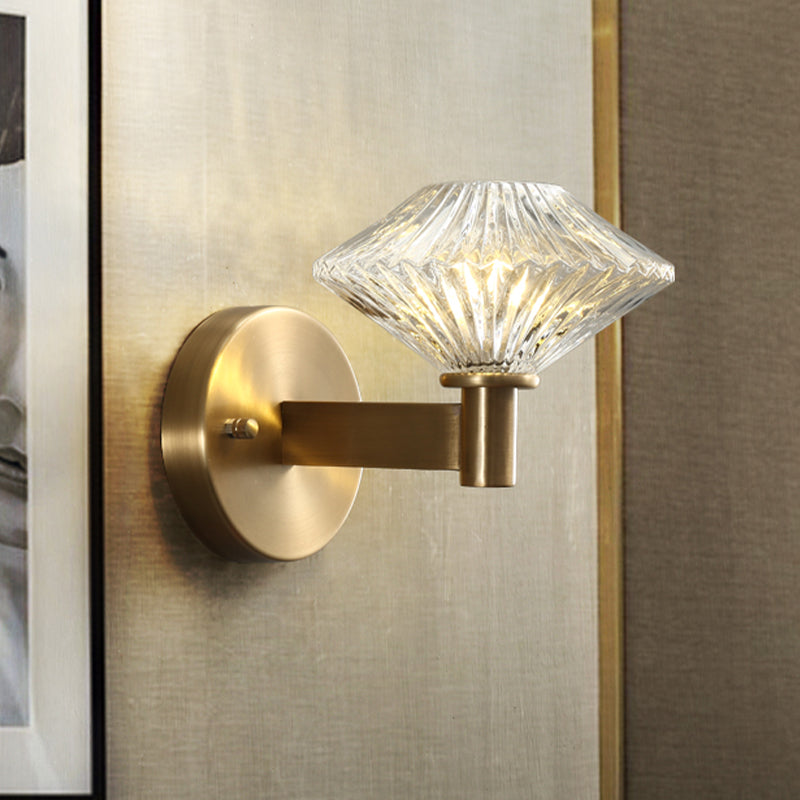 Vivolux | 6"/9" W Goud Diamant Wandmontage Verlichtingsarmatuur Vintage Helder Prismatic Glas 1 Hoofd Woonkamer Wandlamp Verlichting