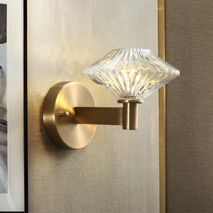 Vivolux | 6"/9" W Goud Diamant Wandmontage Verlichtingsarmatuur Vintage Helder Prismatic Glas 1 Hoofd Woonkamer Wandlamp Verlichting
