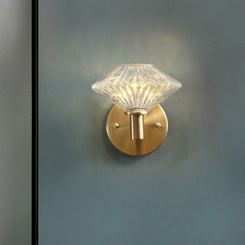 Vivolux | 6"/9" W Goud Diamant Wandmontage Verlichtingsarmatuur Vintage Helder Prismatic Glas 1 Hoofd Woonkamer Wandlamp Verlichting