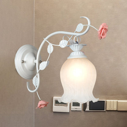 Vivolux | Countryside Rose Wandlamp 1 Kop Metaal Wandarmatuur Verlichting in Wit/Groen voor Slaapkamer