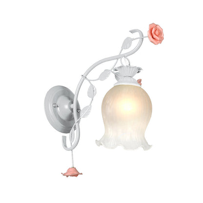 Vivolux | Countryside Rose Wandlamp 1 Kop Metaal Wandarmatuur Verlichting in Wit/Groen voor Slaapkamer