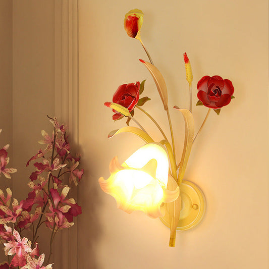 Vivolux | Pastoral Rose Wandlicht Sconces 1/2 Lampen Metalen Wandlamp Fixture in Wit voor Slaapkamer