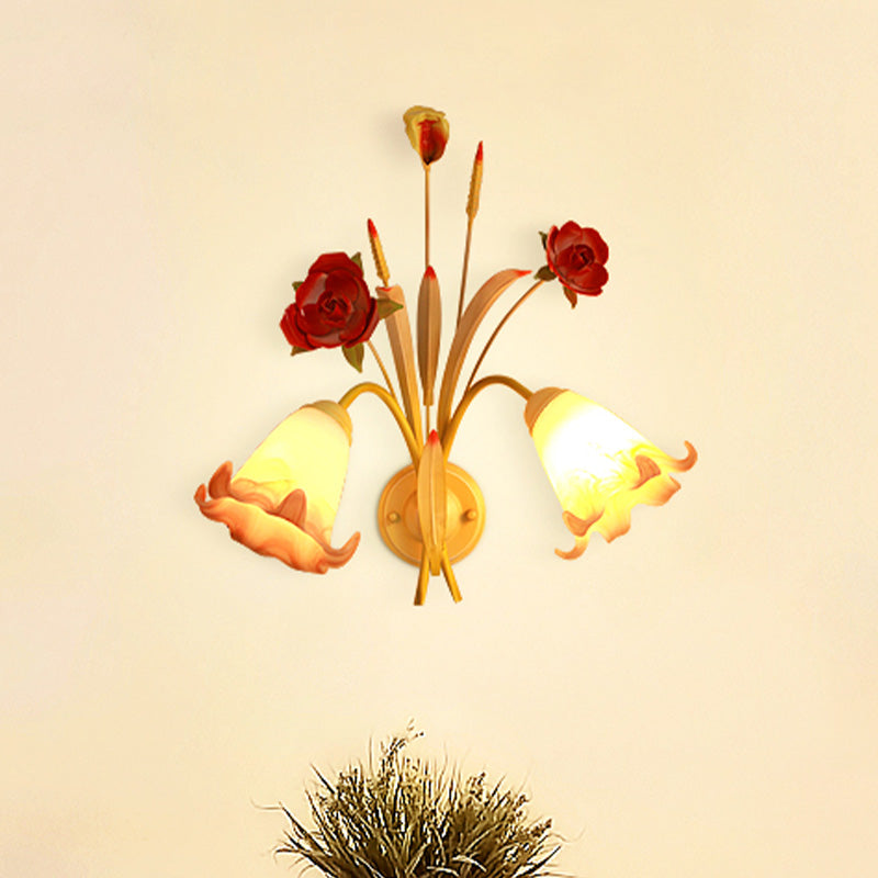 Vivolux | Pastoral Rose Wandlicht Sconces 1/2 Lampen Metalen Wandlamp Fixture in Wit voor Slaapkamer
