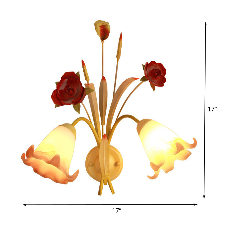 Vivolux | Pastoral Rose Wandlicht Sconces 1/2 Lampen Metalen Wandlamp Fixture in Wit voor Slaapkamer