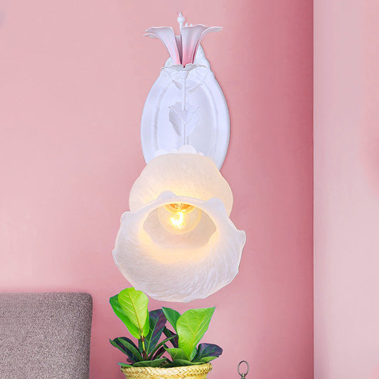 Vivolux | 1 Licht Florale Wandlampe Wandbeleuchtung Pastoral Weiß Metall Wandmontierte Beleuchtung für Wohnzimmer