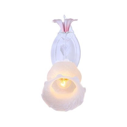 Vivolux | 1 Licht Florale Wandlampe Wandbeleuchtung Pastoral Weiß Metall Wandmontierte Beleuchtung für Wohnzimmer