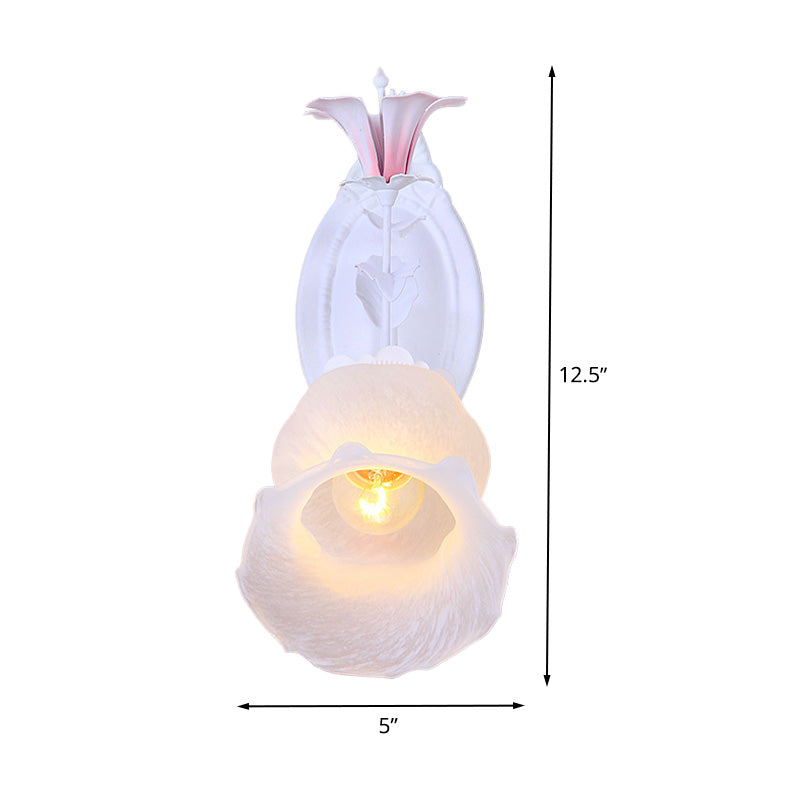Vivolux | 1 Licht Florale Wandlampe Wandbeleuchtung Pastoral Weiß Metall Wandmontierte Beleuchtung für Wohnzimmer