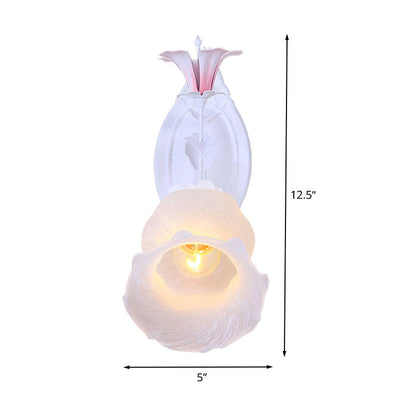 Vivolux | 1 Licht Florale Wandlampe Wandbeleuchtung Pastoral Weiß Metall Wandmontierte Beleuchtung für Wohnzimmer