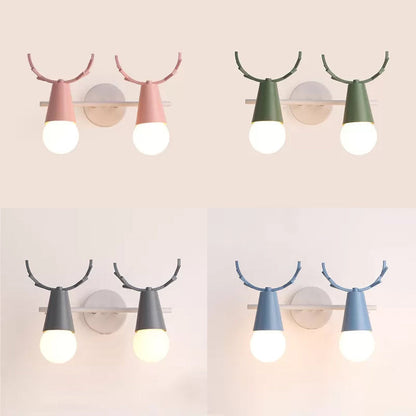 Vivolux | Süßer Cone Kinderzimmer Wandlicht Metall 1 Kopf Nordischer Stil Wandlampe mit Geweihen