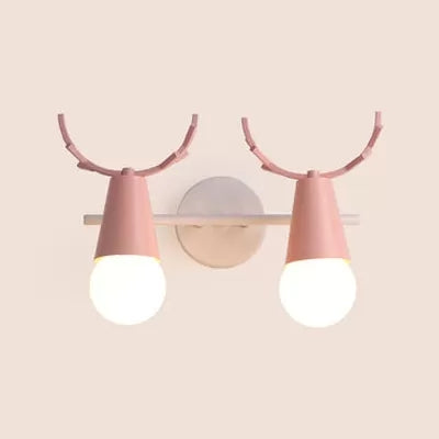 Vivolux | Süßer Cone Kinderzimmer Wandlicht Metall 1 Kopf Nordischer Stil Wandlampe mit Geweihen