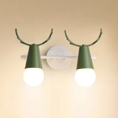 Vivolux | Süßer Cone Kinderzimmer Wandlicht Metall 1 Kopf Nordischer Stil Wandlampe mit Geweihen