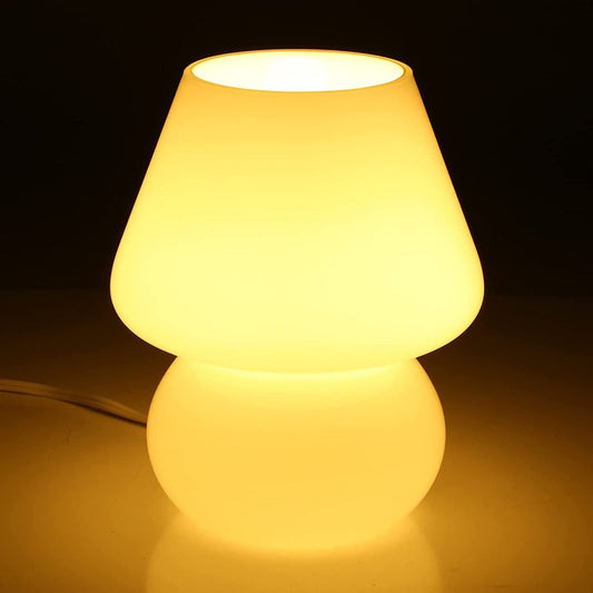 Vivolux | Pilzlampe, Glas-Pilz-Nachttischlampen Translucente Murano Vintage Stil Gestreifte Kleine Nachttisch Desklampe Wirbellicht für Wohnkultur, Esszimmer, Wohnzimmer, Schlafzimmer, Geschenk