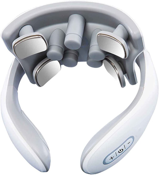 Nackenmassager mit Wärme, Schmerztherapie, intelligenter Nackenmassager, 4 Massageköpfe tragbarer Tiefengewebs-Triggerpunkt-Massager