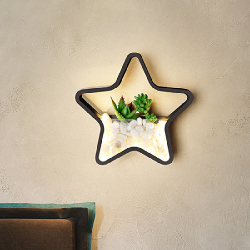 Vivolux | Kunstmatige Succulent Planten Wandlamp Metalen Steen Moderne Creatieve Wandlamp in Zwart voor Slaapkamer