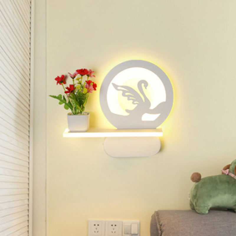 Vivolux | Studiekamer Big O Wandlamp met Plank Acryl Romantisch Witte Afwerking Sconcelicht