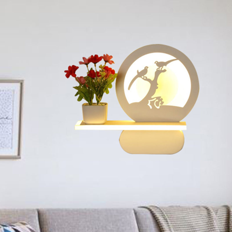 Vivolux | Studiekamer Big O Wandlamp met Plank Acryl Romantisch Witte Afwerking Sconcelicht