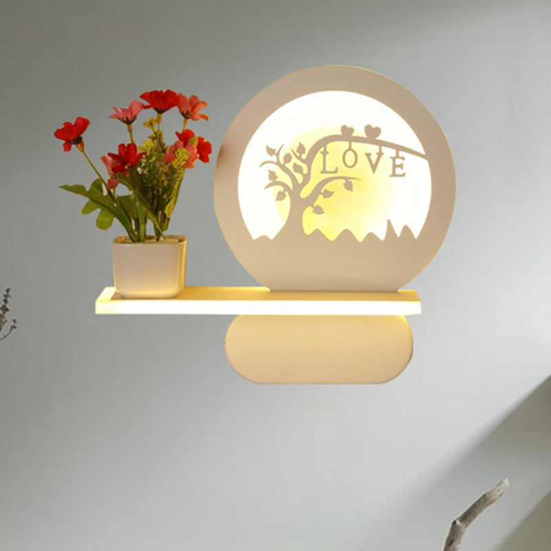 Vivolux | Studiekamer Big O Wandlamp met Plank Acryl Romantisch Witte Afwerking Sconcelicht