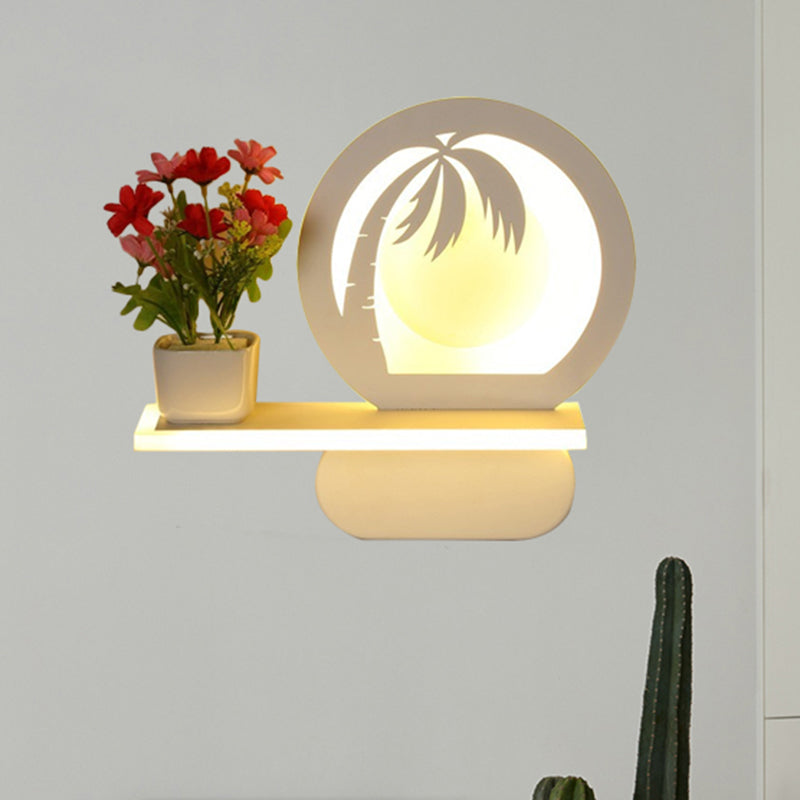 Vivolux | Studiekamer Big O Wandlamp met Plank Acryl Romantisch Witte Afwerking Sconcelicht