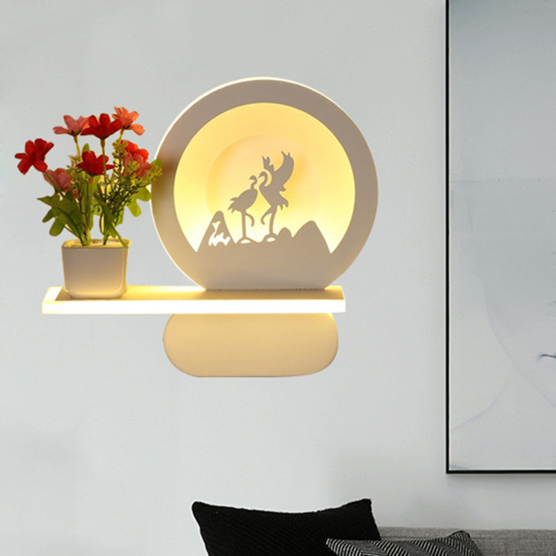 Vivolux | Studiekamer Big O Wandlamp met Plank Acryl Romantisch Witte Afwerking Sconcelicht