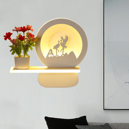 Vivolux | Studiekamer Big O Wandlamp met Plank Acryl Romantisch Witte Afwerking Sconcelicht