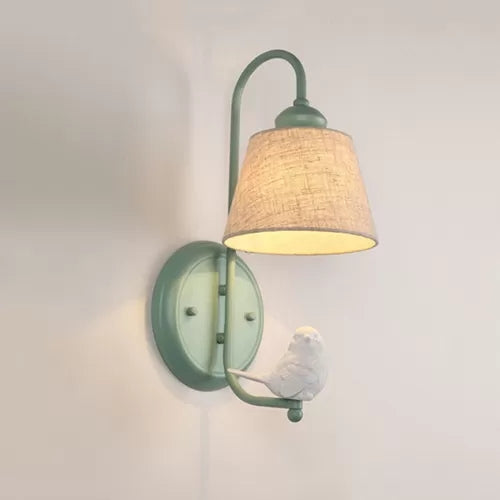 Vivolux | Stoffen taps toelopende schaduw wandlamp eetkamer 1 hoofd macaron stijl wandlamp met levendige decoratie